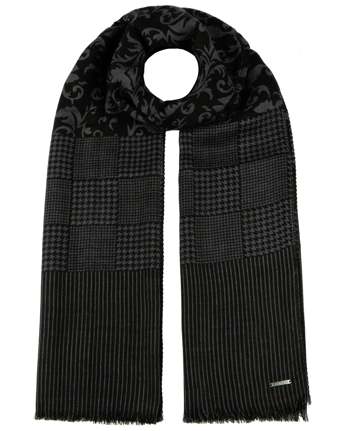 Scarf Wool Floral schwarz grau | Bildmaterial bereitgestellt von SHOES.PLEASE.