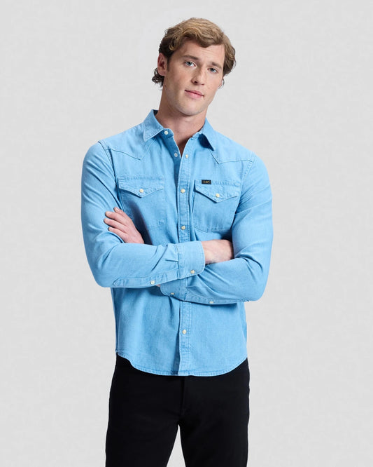 REGULAR WESTERN SHIRT LAKESIDE WASH denim blue