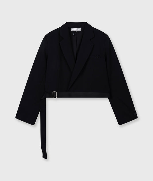 Belted Blazer Crepe black