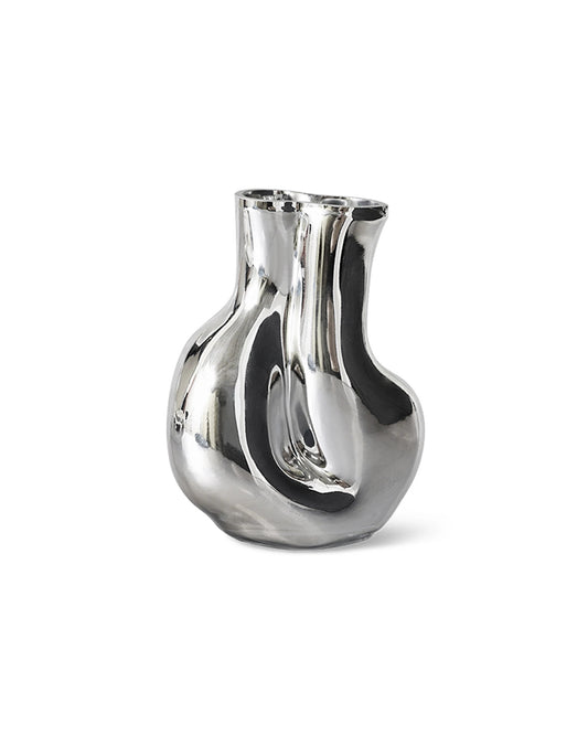 Gleam glass vase chrome