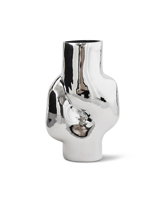Gleam glass high vase chrome