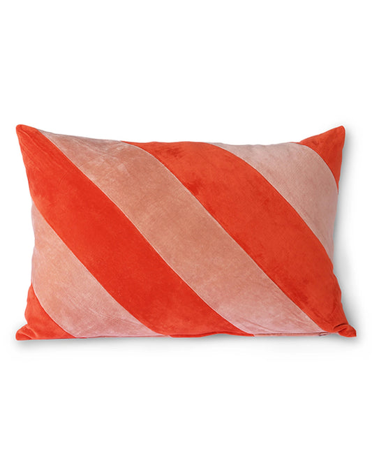 Striped velvet cushion red/pink (40x60)