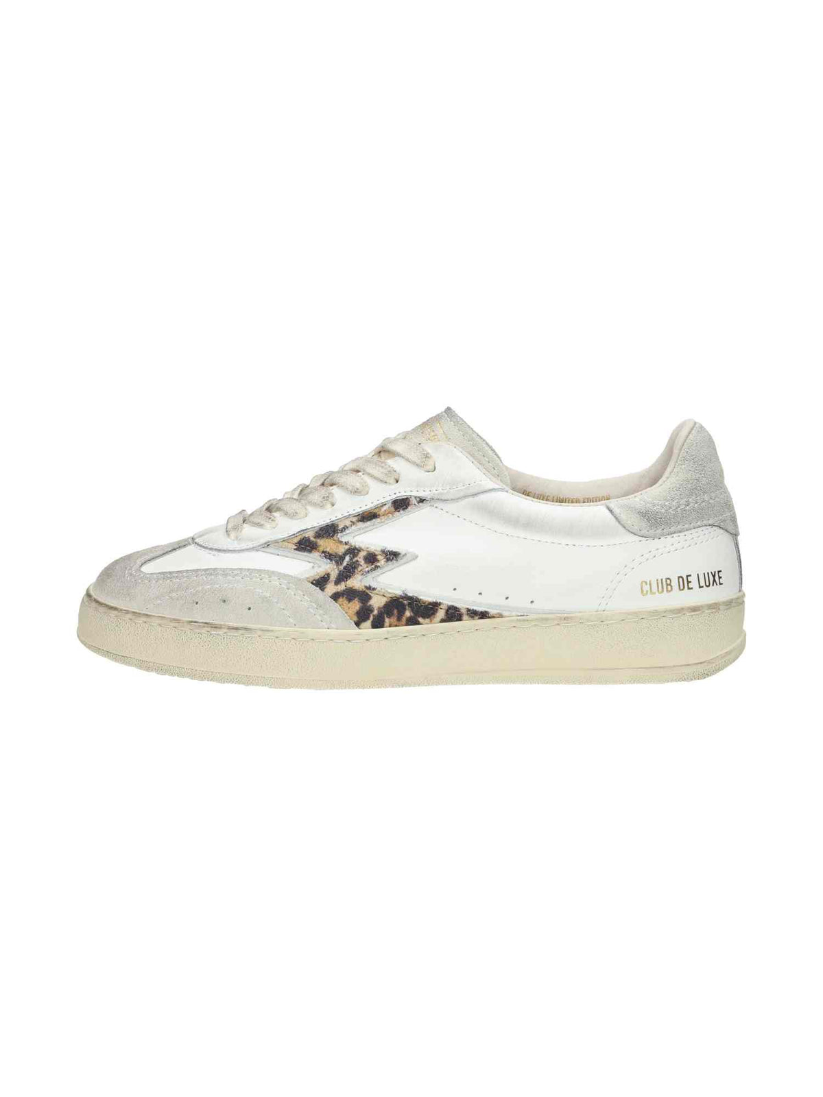 Club Deluxe Torn Canvas Leoprad Print M Logo White Brushed | Bildmaterial bereitgestellt von SHOES.PLEASE.