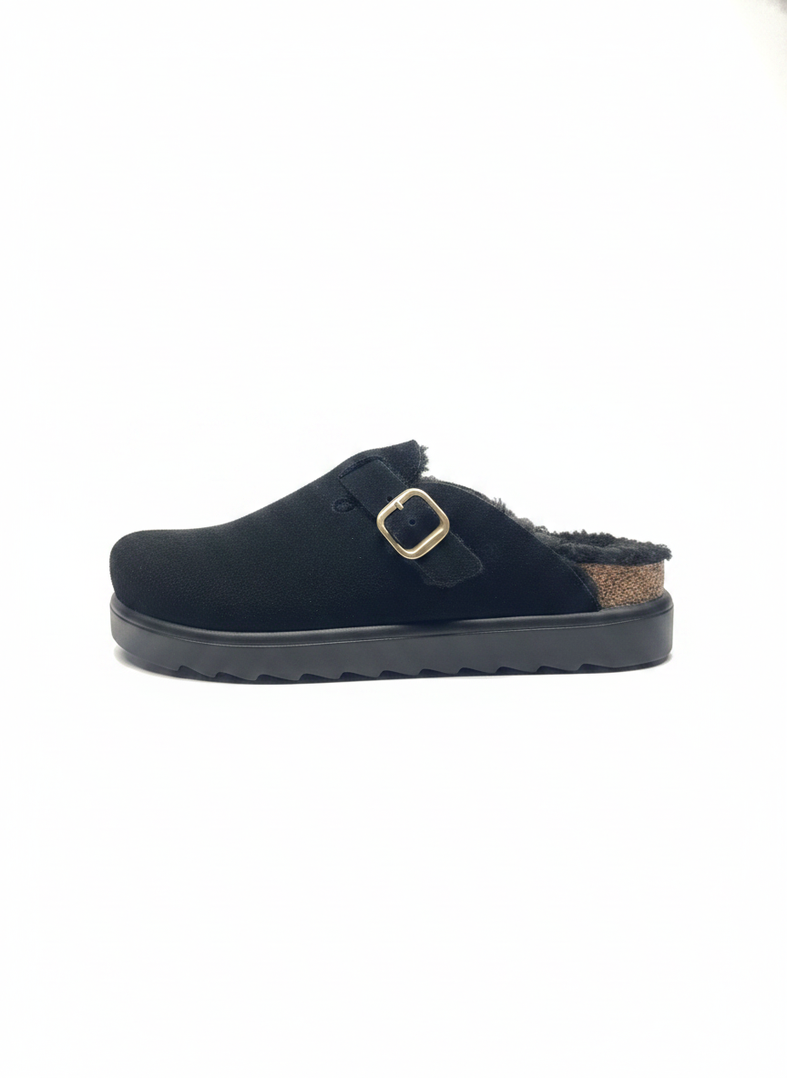 Zueco Plano Serraje negro/negro | Bildmaterial bereitgestellt von SHOES.PLEASE.