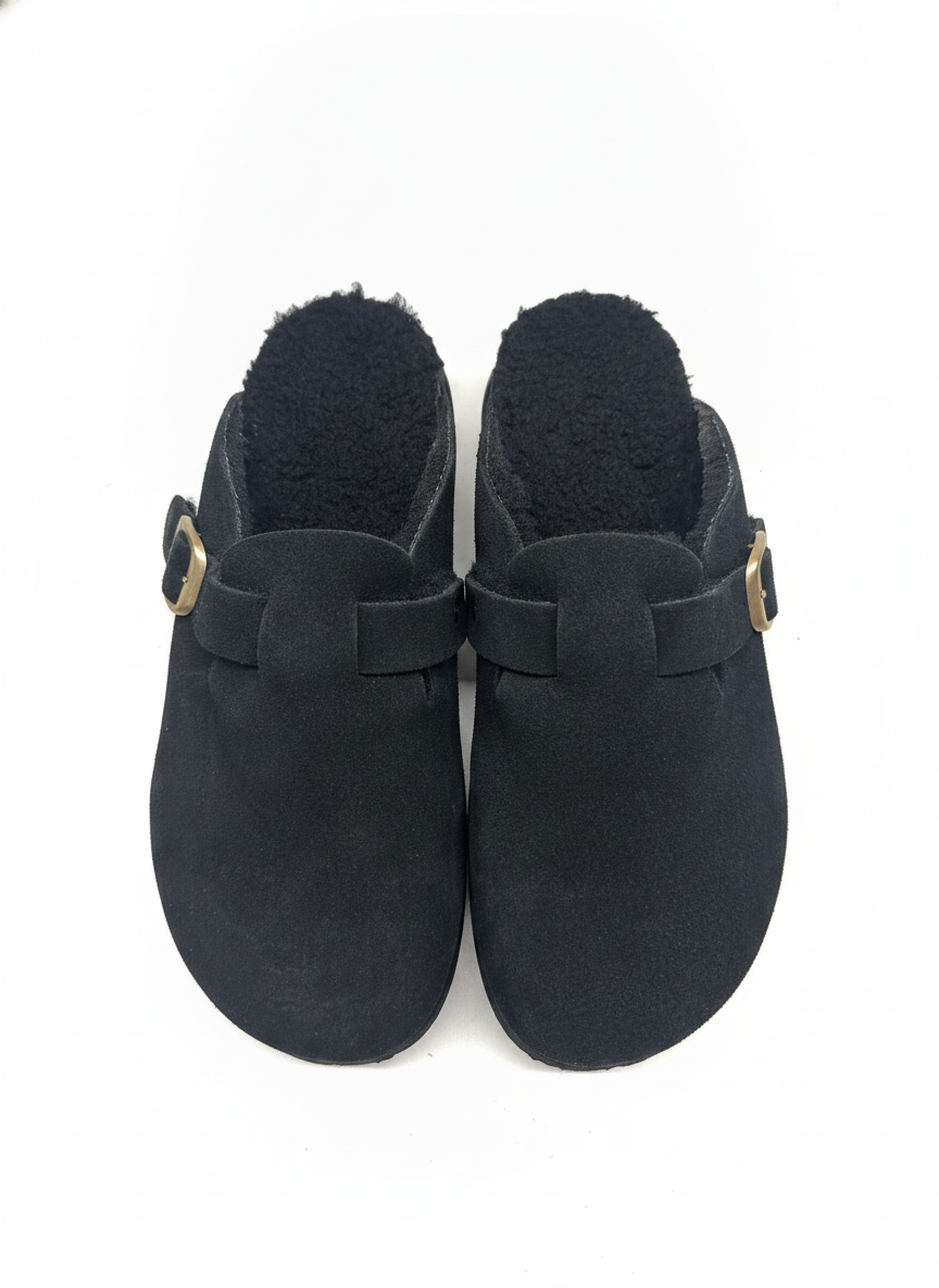 Zueco Plano Serraje negro/negro | Bildmaterial bereitgestellt von SHOES.PLEASE.