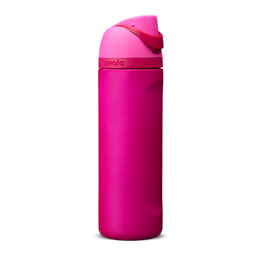 Owala FreeSip Trinkflasche 710 ml in Read My Lips – ganze Flasche von vorne