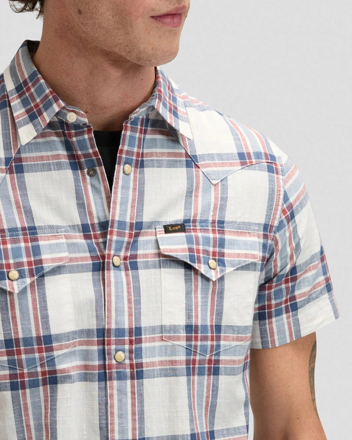 SS WESTERN SHIRT academy blue plaid | Bildmaterial bereitgestellt von SHOES.PLEASE.