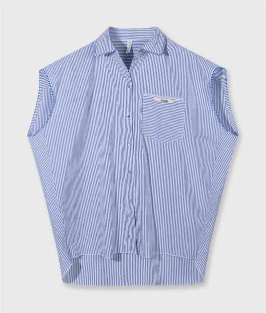 Cotton Blouse Stripes white/steel blue