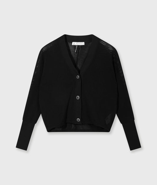 V-Neck Cardigan Mesh black