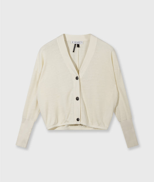 V-Neck Cardigan Mesh soft vanilia