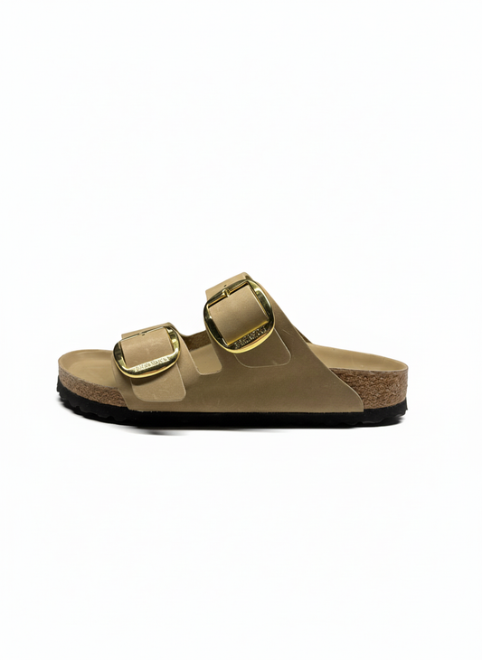 Arizona Big Buckle Oiled Leather Women Narrow tabacco brown