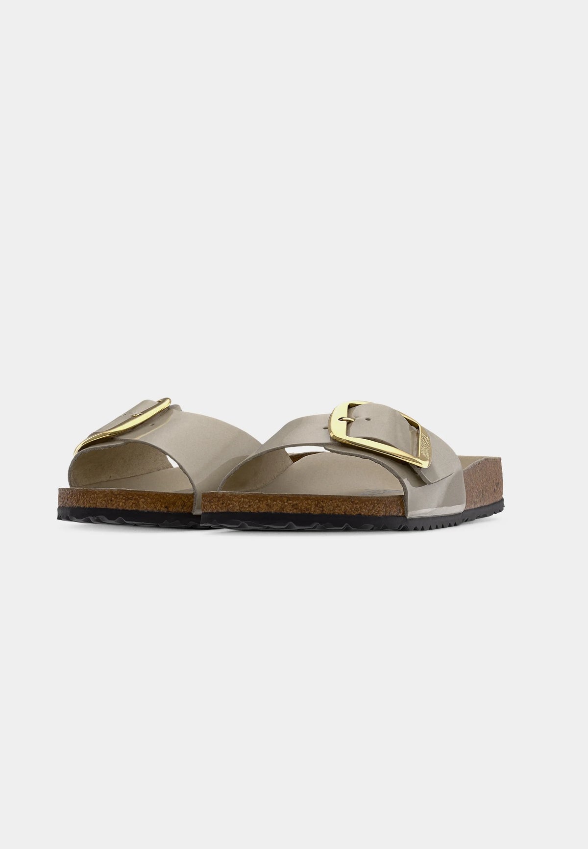 Madrid Big Buckle Natural Leather Patent Women Narrow high-shine oyster | Bildmaterial bereitgestellt von SHOES.PLEASE.