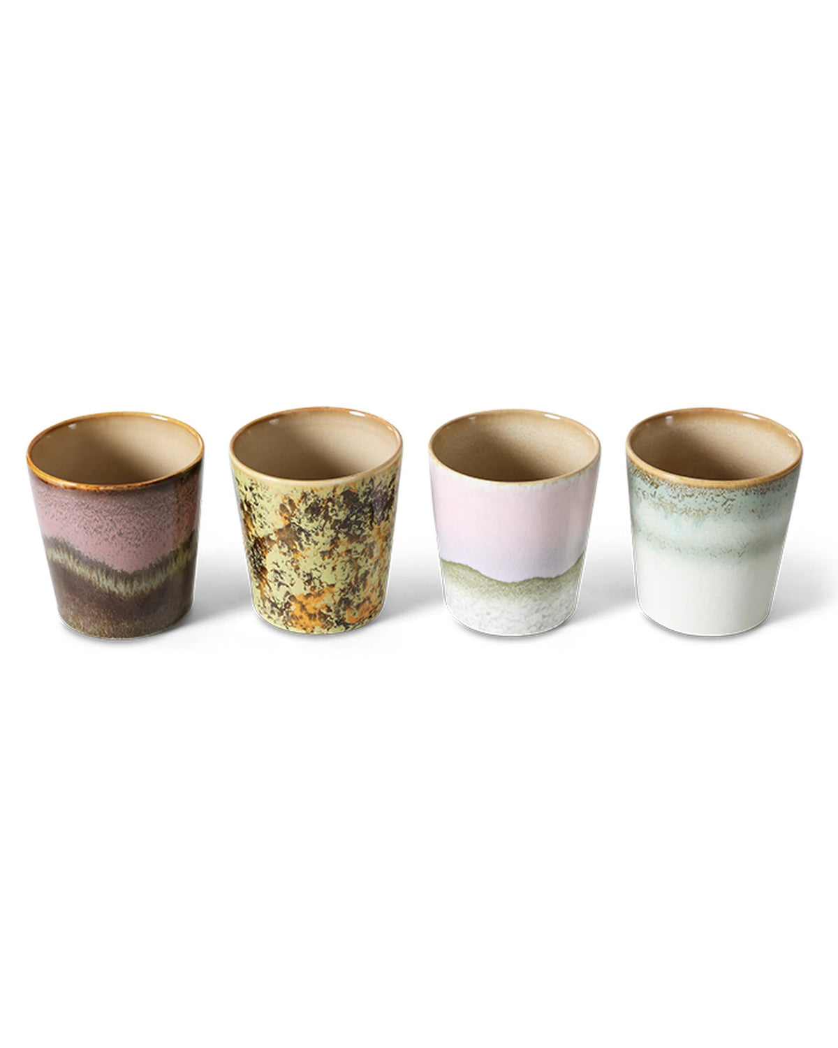 70s ceramics: coffee mugs (set of 4) serendipity | Bildmaterial bereitgestellt von SHOES.PLEASE.