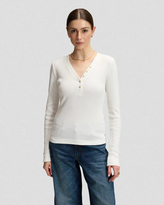 LS WAFFLE HENLEY ecru