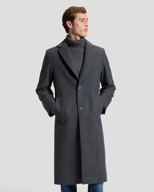 LONG WOOL CAR COAT heather grey