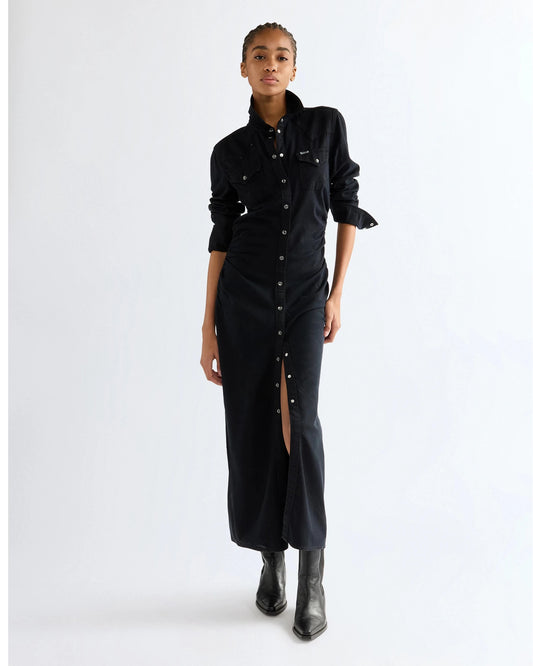 CINCHED WAIST MAXI black fade
