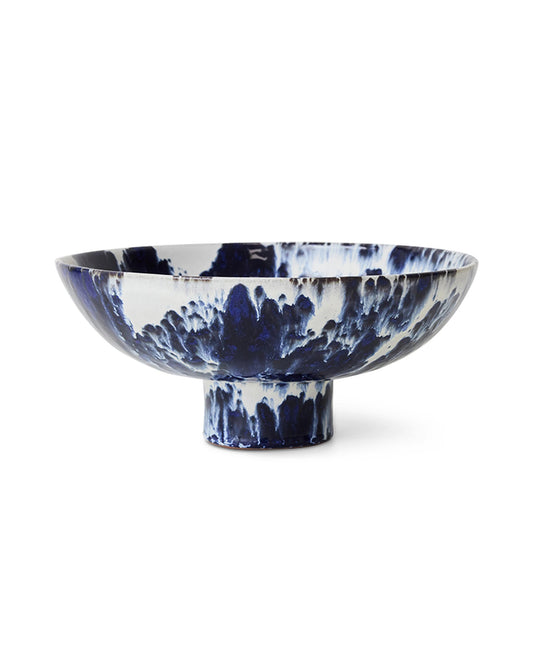 Ceramic bowl on base, indigo indigo