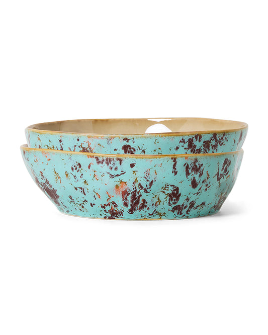 70s ceramics: pasta bowls, patina (set of 2) multicolour