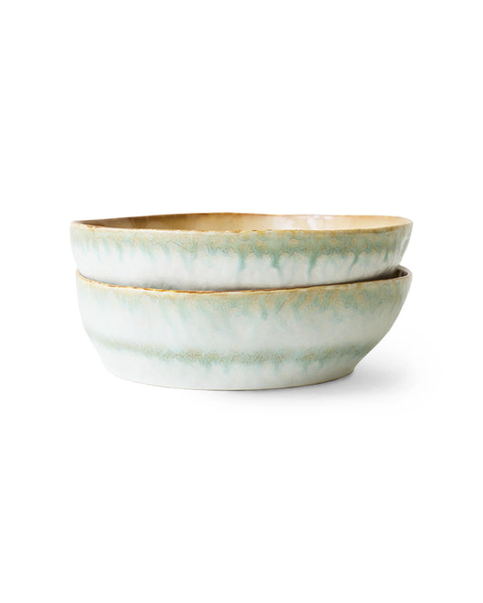 70s ceramics: pasta bowls, petal (set of 2) multicolour