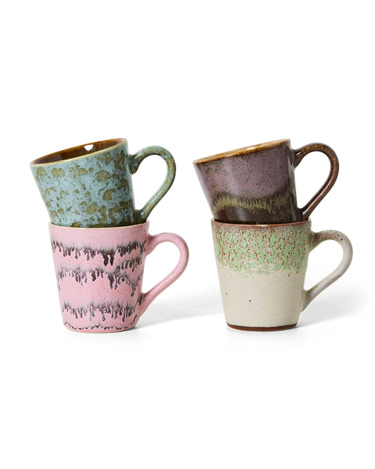 70s ceramics: espresso mugs, brutalism (set of 4) multicolour