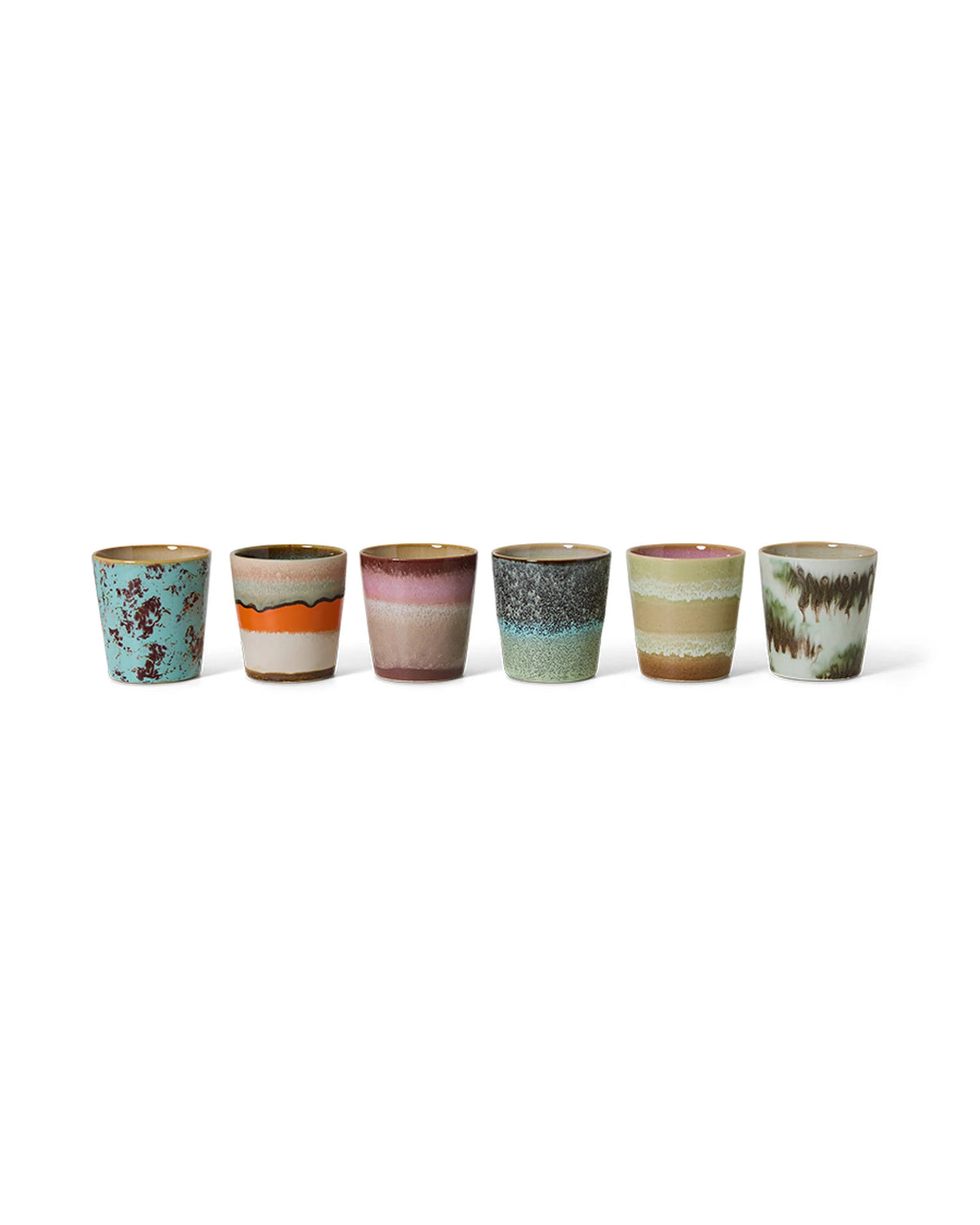 70s ceramics: coffee mugs, surreal (set of 6) multicolour | Bildmaterial bereitgestellt von SHOES.PLEASE.