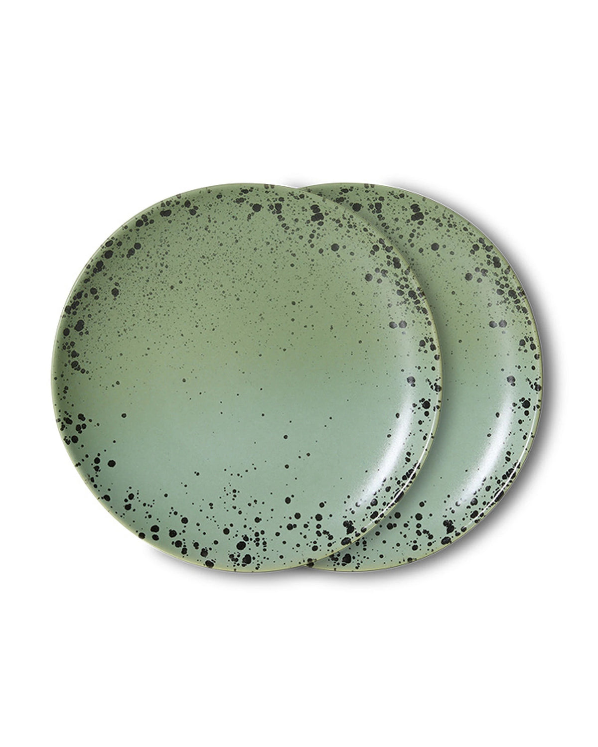 70s ceramics: dessert plate, fleck (set of 2) green | Bildmaterial bereitgestellt von SHOES.PLEASE.