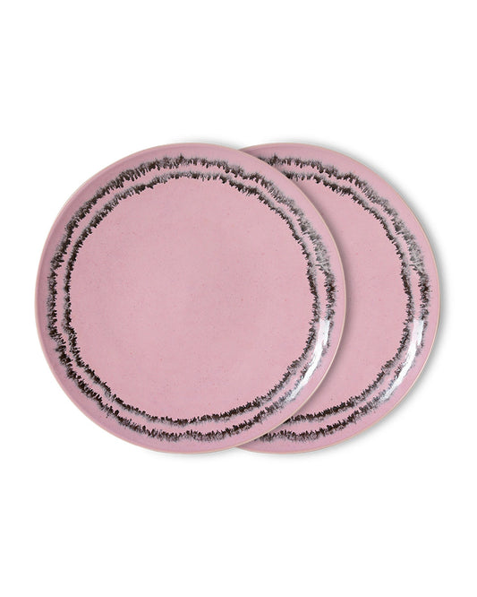 70s ceramics: dinner plate, bubble (set of 2) pink