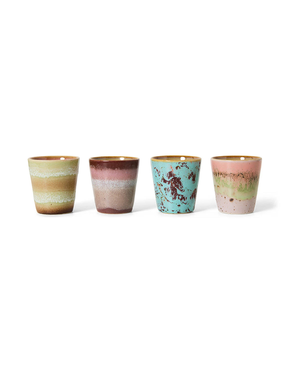 70s ceramics: ristretto mugs, futurism (set of 4) multicolour | Bildmaterial bereitgestellt von SHOES.PLEASE.