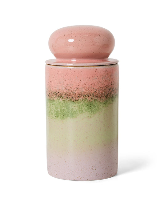 70s ceramics: storage jar, glaze multicolour