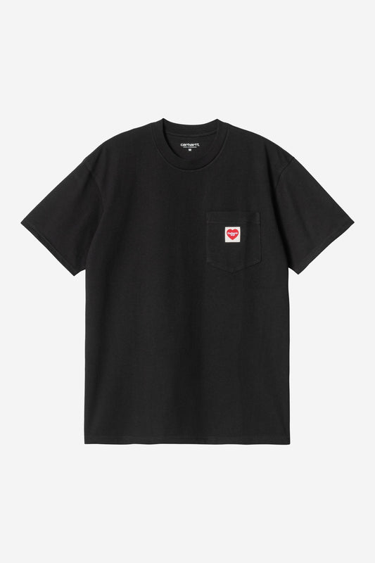 S/S Pocket Heart T-Shirt black / red /---