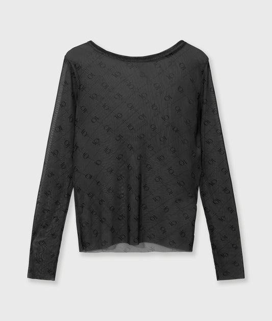 mesh long sleeve monogram steel blue