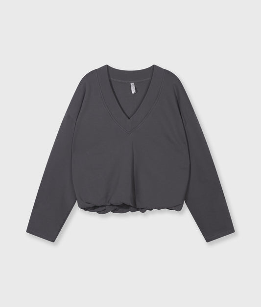 v-neck balloon sweater steel blue