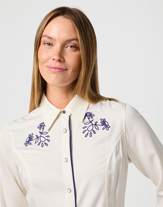 PIPED WESTERN SHIRT VINTAGE WHITE white