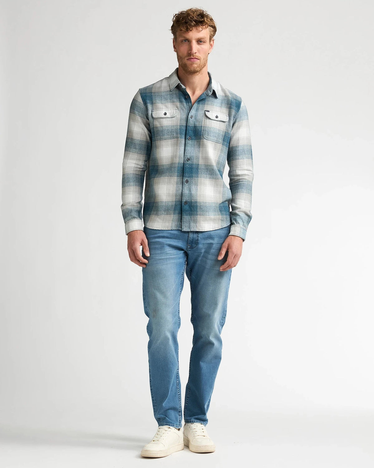 Men Shirt Long Sleeve Check iron blue | Bildmaterial bereitgestellt von SHOES.PLEASE.