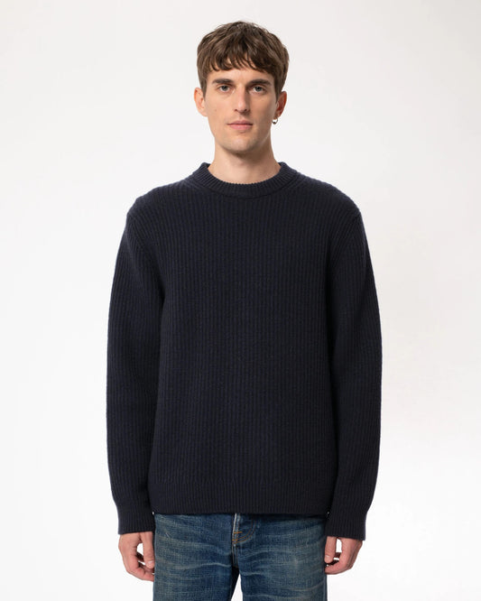 August Rib Wool Sweater navy