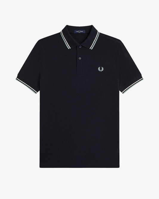 TWIN TIPPED FRED PERRY SHIRT nvy/ecru/slvrblu