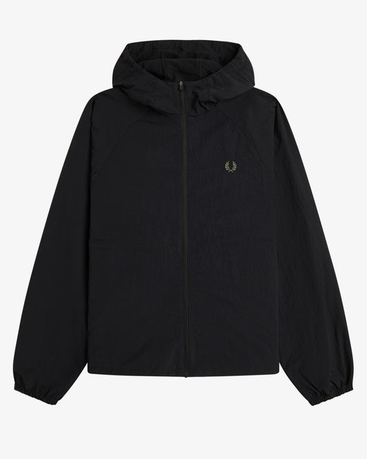 OVERSIZED HOODED SHELL JACKET black