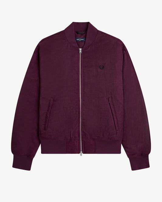 QUILTED TENNIS BOMBER JACKET plum