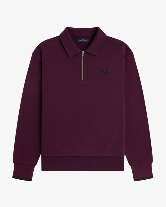 HALF ZIP COLLARED SWEATSHIRT plum