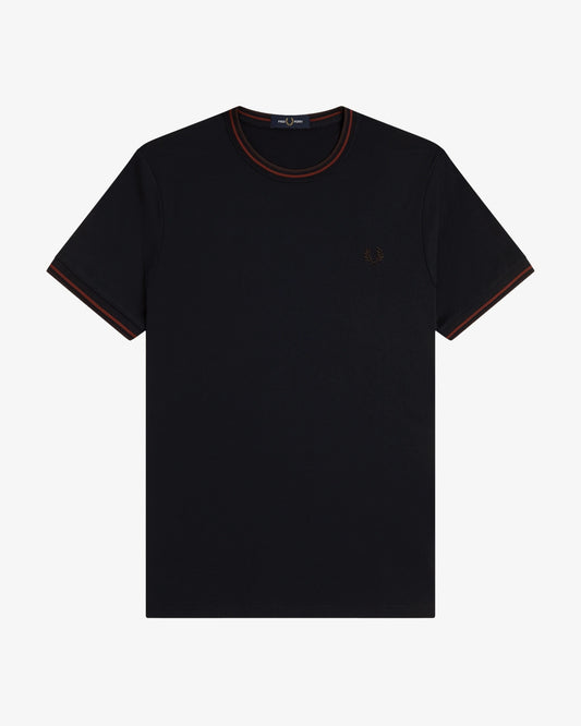 TWIN TIPPED T-SHIRT nvy/brndy/rchbrn