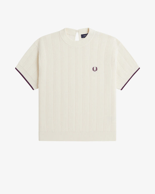 TEXTURED KNITTED T-SHIRT ecru