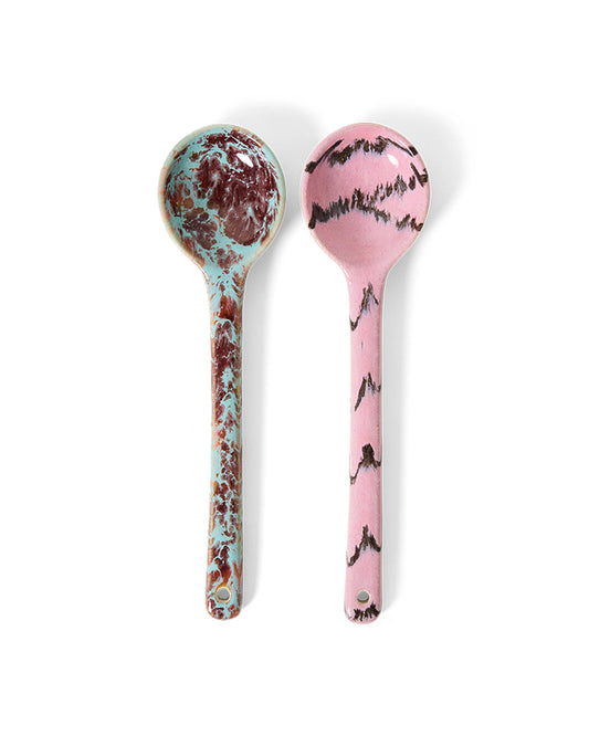 70s ceramics: serving spoons, sprinkle (set of 2)