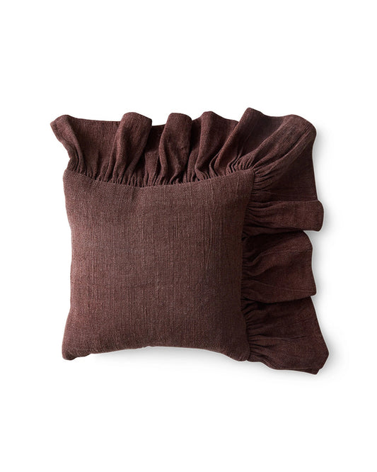 Ruffle cushion, chestnut (50x50cm)