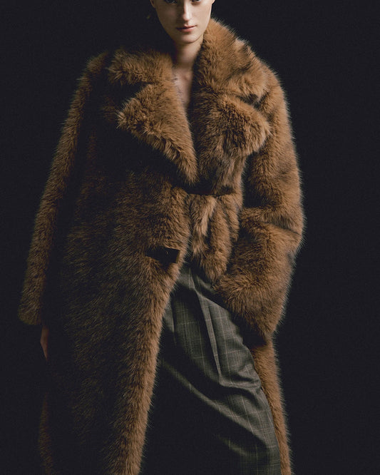 Bee Toggle Long Hair Overcoat wildbrown
