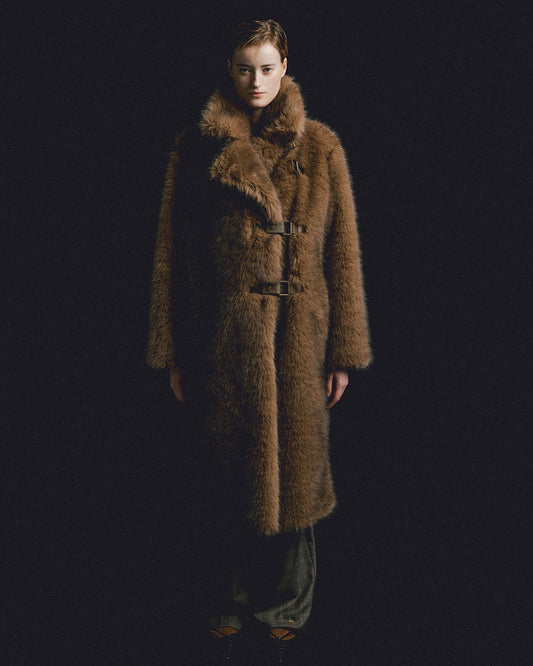 Bee Toggle Long Hair Overcoat wildbrown