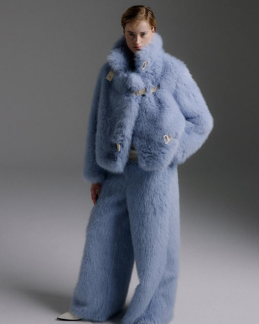 Roy Toggle Long Hair Jacket ice blue