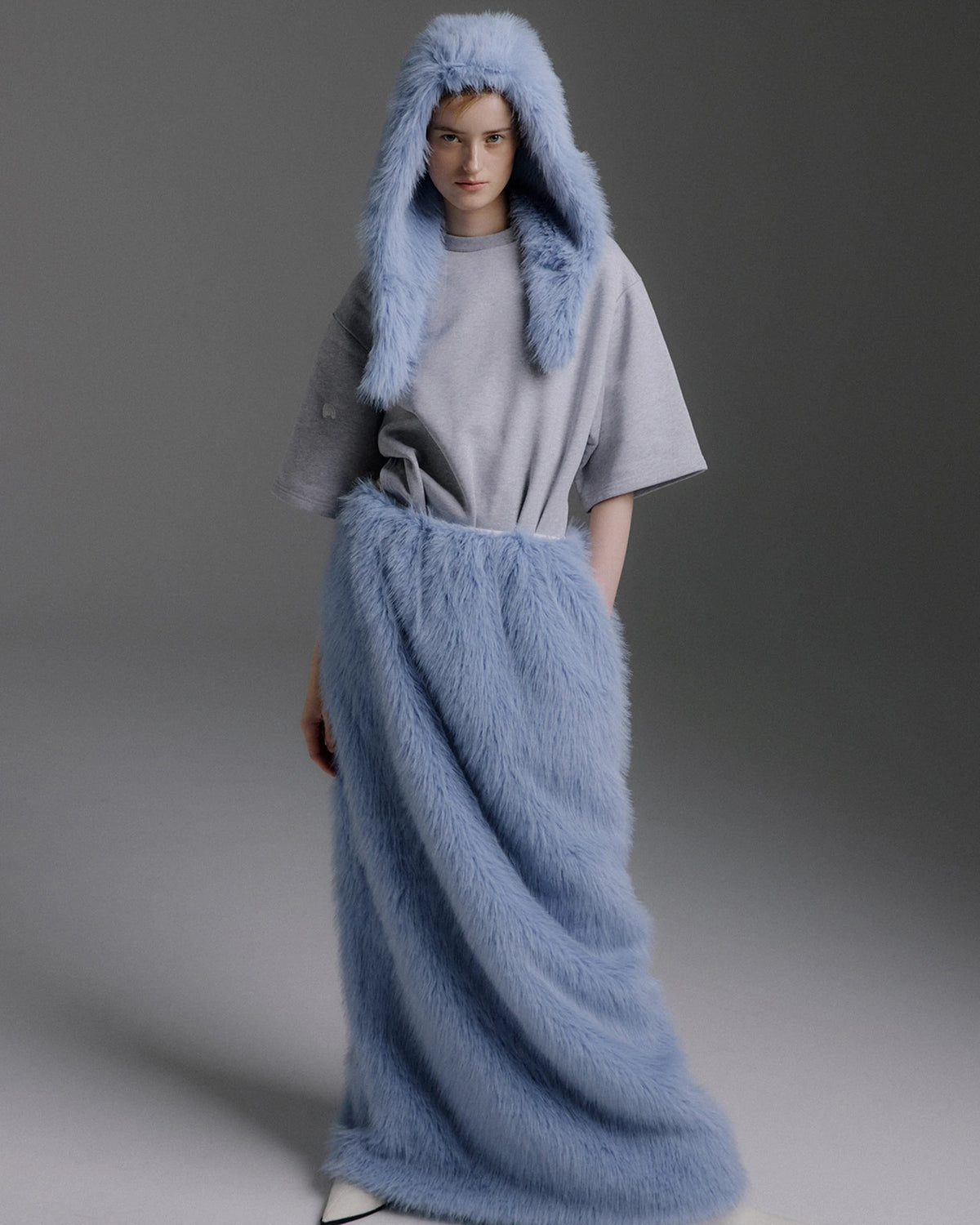 Ovely Fur Long Skirt ice blue | Bildmaterial bereitgestellt von SHOES.PLEASE.