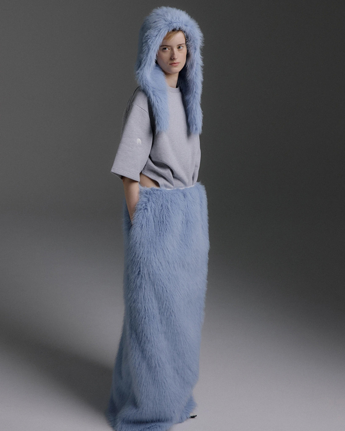 Ovely Fur Long Skirt ice blue | Bildmaterial bereitgestellt von SHOES.PLEASE.