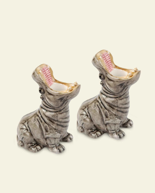 DONKEY Kerzenhalter-Set Hungry Hippos grau