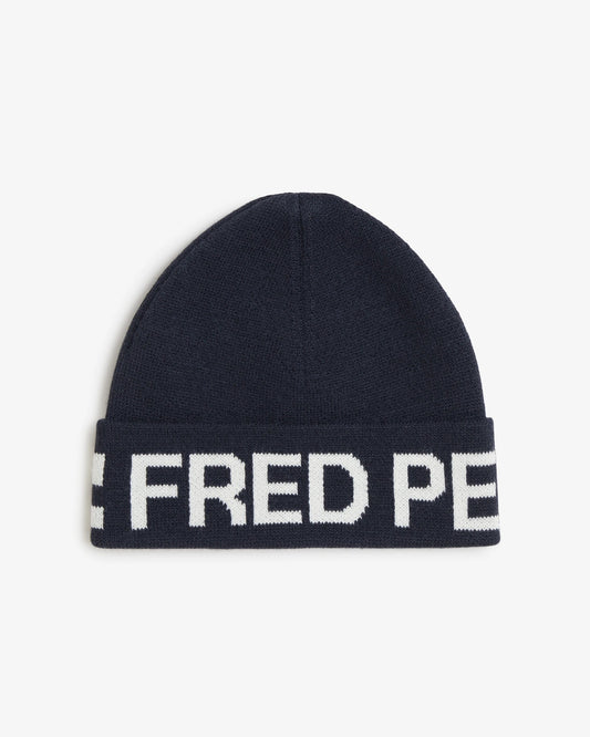 BRANDED JACQUARD BEANIE navy